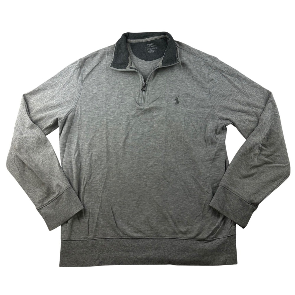Polo Ralph Lauren Pullover Men S Gray Double Knit Jersey 1/2 Zip Country Club